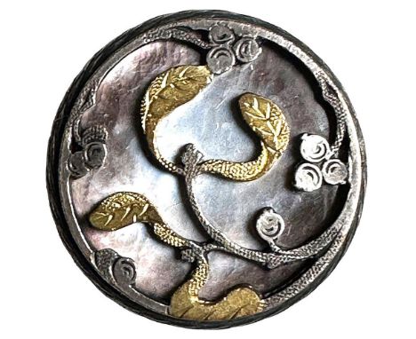 1 Large medium 19th century Art Nouveau design. This flowing floral gilded and silvered button was beautifully crafted and de