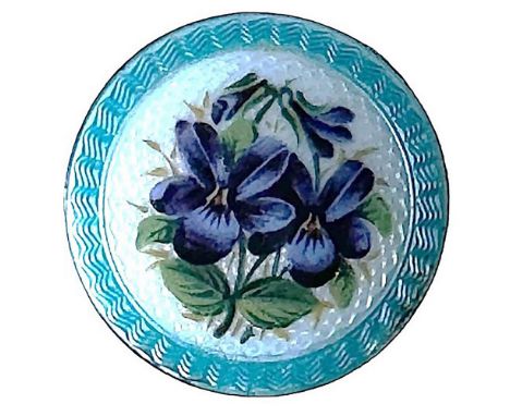 1 Medium size late 19th early 20th century enamel of Violets. This beautiful example of enamel work in Guilloche was made by 