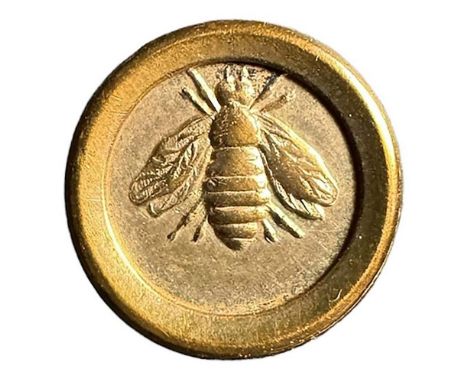 1 Small early 19th C. brass pictorial button of a Bumble Bee. This cool pictorial button in brass is from the early 19th cent