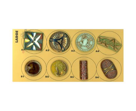 8 Large 19th and 20th century examples including pictorial. This card includes several nice examples like the art glass gold 