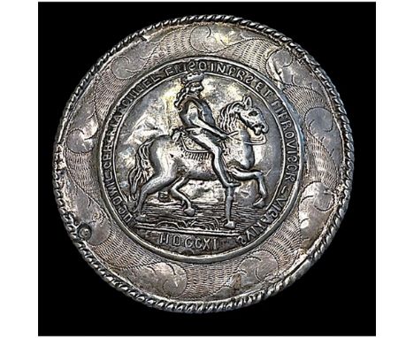 1 Extra Large over 3" silver button from EARLY 18th century. This incredibly detailed example is not one you will see very of