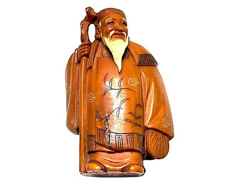 1 Large late 19th early 20th century natural material carving. Here is another beautifully carved Japanese Netsuke/Okimono fi