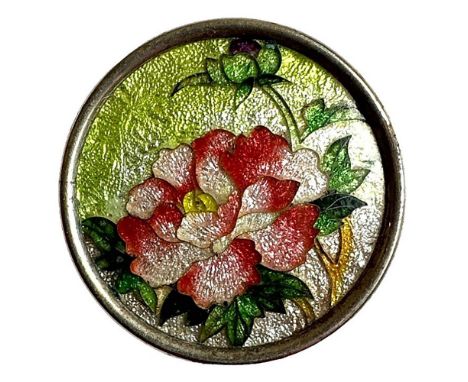 1 Large Medium size 19th century colorful Gin Bari enamel. Here is a beautiful almost large colorful foil backed enamel butto