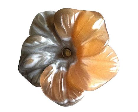 1 Large medium scarce early 20th century pinshanked Pansy. Here is a very cool and beautiful example of a carved gemstone aga