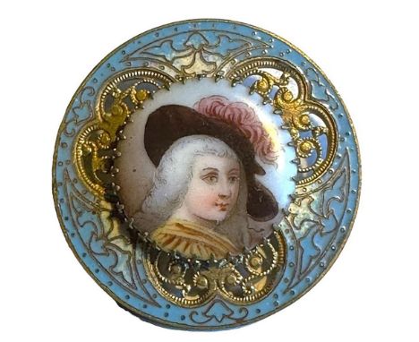 1 Large 19th century exquisite and unusual example. This stunning combination of a pierced brass and sky blue Champleve ename