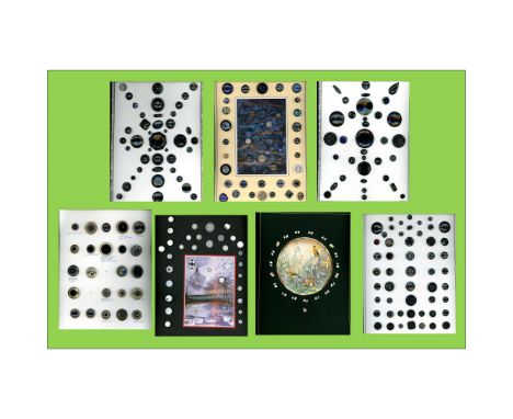 A large variety of carded black glass and white glass buttons. This box lot includes 7 cards of 19th and 20th century example