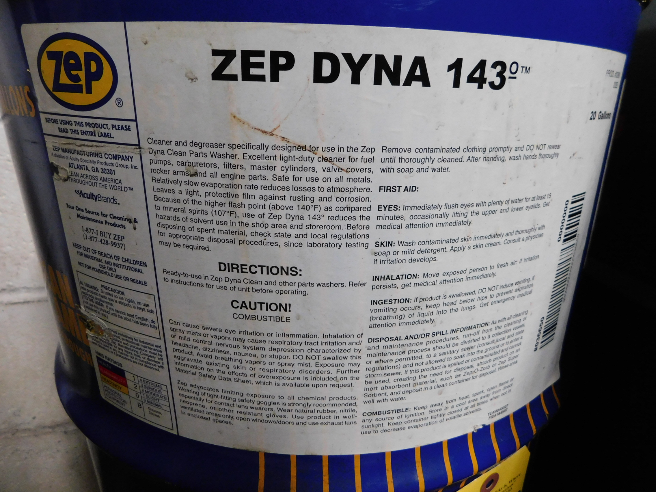 Zep Dyna 143 Cleaner Degreaser, 20 Gallon