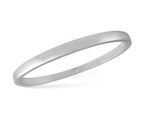 A BANGLE BRACELET Of hinged slightly tapered polished design, in platinum and 18K gold, English hallmarks for London 2001, re