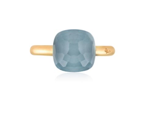 POMELLATO: A BLUE TOPAZ 'NUDO' RINGSet with a closed-back mixed-cut blue topaz, mounted in 18K gold, signed Pomellato, number