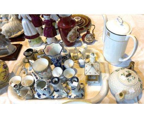 Three Royal Worcester candles snuffers; a Royal Doulton figure:&nbsp; My Pet; other miniature china 