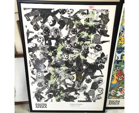 World Cup 2010 Art poster 'The Battle' by Cameron Platter&nbsp; (original) in ebonised frame&nbsp; 