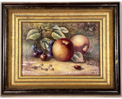 James Skerrett: A Royal Worcester rectangular wall plaque hand painted with fruit 12 x 17cm, signed and framed 