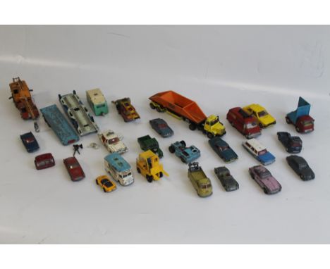 A COLLECTION OF PLAYWORN DIECAST VEHICLES, by Dinky, Corgi and Matchbox, etc 