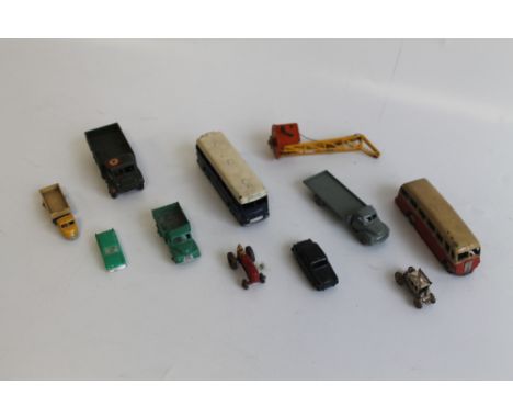 A SMALL COLLECTION OF DINKY AND DUBLO DINKY DIECAST VEHICLES, to include BOAC coach, luxury coach, etc  