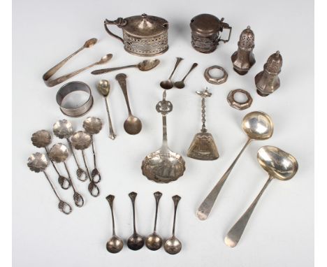 A group of silver items, including a sauce ladle, London 1908 by Charles &amp; George Asprey, a Scottish toddy ladle, Edinbur