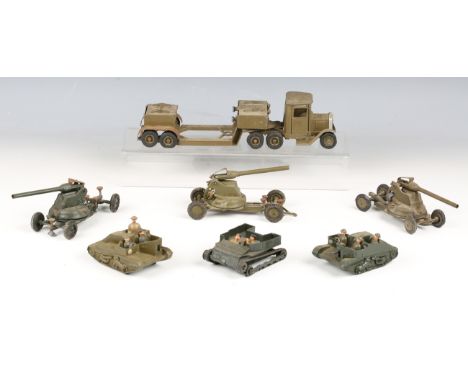 A Britains Mechanical Transport and Air Force Equipment lorry mounted searchlight (lacking light), together with two Bren gun