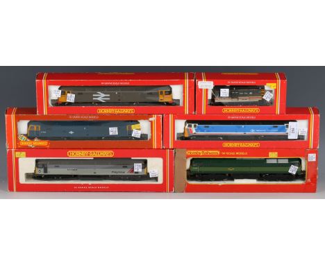 Six Hornby Railways gauge OO locomotives, comprising R.054 'Piccadilly', R.863 Brush Type 4, R.404 Class 47 BR, R.2013A 1995 