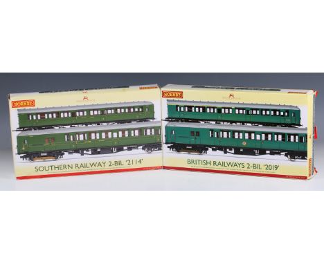Two Hornby gauge OO DCC Ready train packs, comprising R.3257 British Railways 2-BIL '2019' and R.3161 Southern Railway 2-BIL 