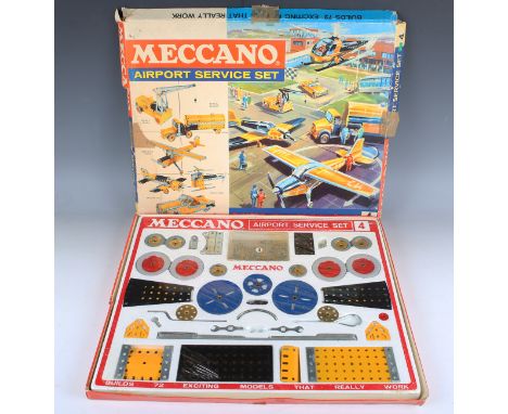 A collection of Meccano, including a Super Junior No. 2 set, a No. 4 Airport Service set, a No. 8 set, a collection of variou