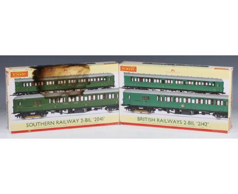 Two Hornby gauge OO DCC Ready train packs, comprising R.3162A British Railways 2-BIL '2142' and R.3161A Southern Railway 2-BI