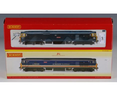 A Hornby gauge OO DCC Ready R.2486 Class 50 locomotive 'Agincourt' and an R.2350 Class 50 locomotive 'Achilles', weathered ed
