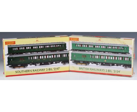 Two Hornby gauge OO DCC Ready train packs, comprising R.3161B Southern Railway 2-BIL '2147' and R.3162 British Railways 2-BIL