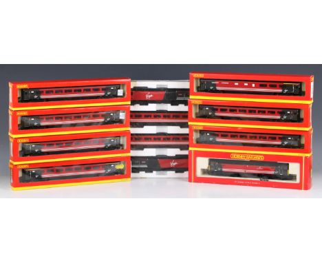 A Hornby gauge OO R.2061C Co-Co diesel locomotive 'County of Kent' Virgin and seven coaches, all boxed, together with three f