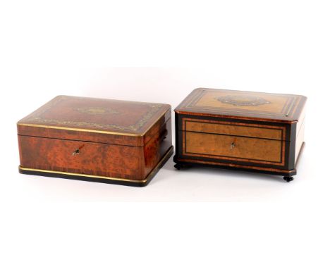 
	
		Y&nbsp;Two Napoleon III boxes, the first thuya, brass and mother of pearl inlaid by Alphonse Tahan Paris, marked to lock