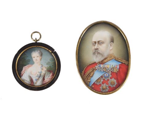 
	
		Y &nbsp;British School (20th century)
		King Edward VII of Great Britain
		Watercolour on ivory, oval
		10cm (3¾ in.) hi