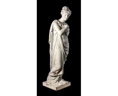 A painted plaster model of a maiden in the Neoclassical taste, 19th century in the manner of Regency designs by Humphrey Hopp