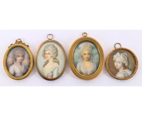 
	
		Y&nbsp;Four framed portrait minutes on ivory including Bianca Festa portrait of young girl, signed, image 5.6cm diameter