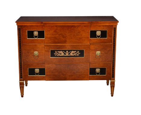 
	
		A mahogany, ebonised and gilt metal mounted commode, in Continental style, late 20th century, 96cm high, 120cm wide, 49c