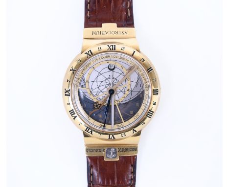 Ulysse Nardin, 18 kt. gouden heren polshorloge, automaat. Model Astrolabium Galileo Galilei met transparante achterzijde waar