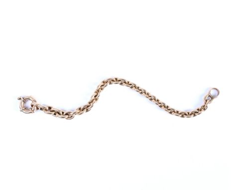 14 kt. Gouden armband, opgebouwd uit een ankerschakel, aan een grote veerring netto 19,3 gr., l. 19 cm,. b. 7,2 mm [1] 14 k. 