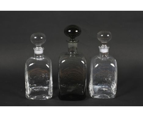 3 Piece Smoke Grey Tinted Glass Hexagonal Carafe Decanter and Drinking  Glasses Set