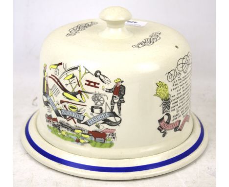 Burleigh pottery 'God Speed the Plough' cheese dome and stand