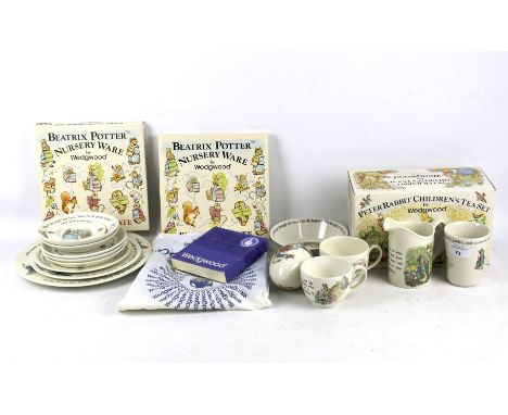 A large collection of Wedgwood Beatrix Potter Peter Rabbit themed china. Including a four piece children's tea set boxed, cup