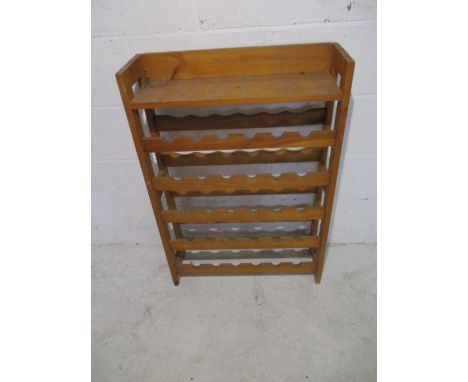 A pine wine rack