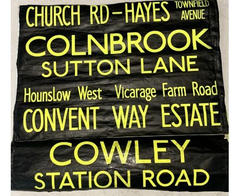 A vintage poster showing a number of bus stops in London - Church Rd-Hayes Townfield Avenue, Colnbrook Sutton Lane, Hounslow 