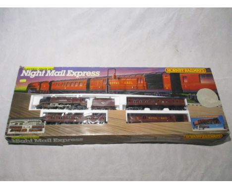 A boxed Hornby Railways OO gauge Night Mail Express electric train set (R.758). The set included a British Rail City of Notti
