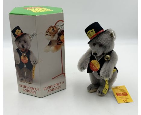 A boxed Steiff "Golden age of Circus" Teddy Baby Ticket Seller with original tags