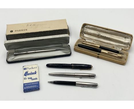 A collection of vintage Parker pens - boxed and loose