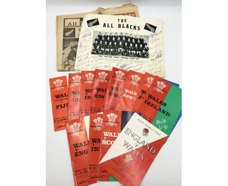 A collection of thirteen vintage 1960's/1970's Welsh Rugby Union international matchday programmes 