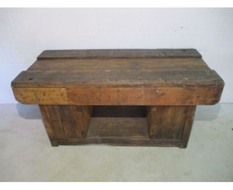 A vintage wooden workbench 