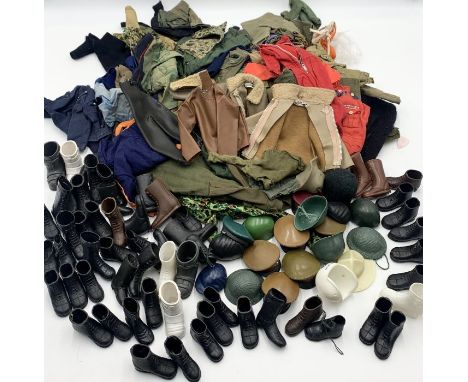A collection of various vintage Action Man clothing, boots, hats etc.