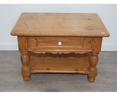 Pine Occasional / coffee table , with central draw and lower shelf . W 910 mm x D 630 mm H 590 mm