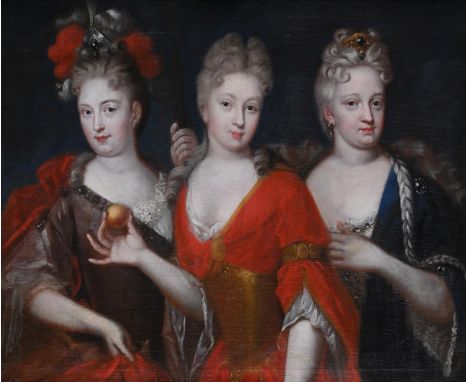 FOLLOWER OF SIR GODFREY KNELLER AN ALLEGORICAL PORTRAIT OF MARIE LUISE (1704-53), AMALIE SOPHIE (1710-1765), WILHELMINE CAROL