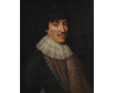 CIRCLE OF MICHIEL JANSZOON VAN MIEREVELT (DUTCH 1567-1641) PORTRAIT OF CHRISTIAN, DUKE OF BRUNSWICK, IN ARMOUR, AN EMBROIDERE