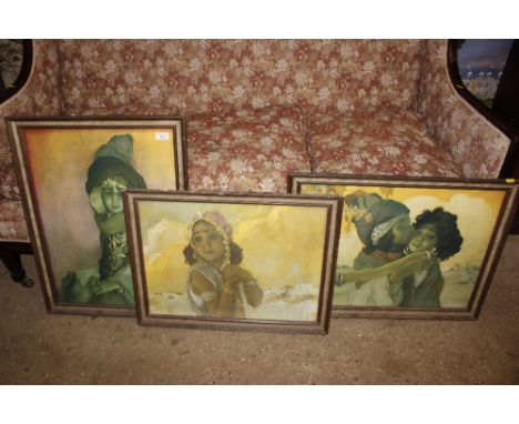Three framed portrait prints 