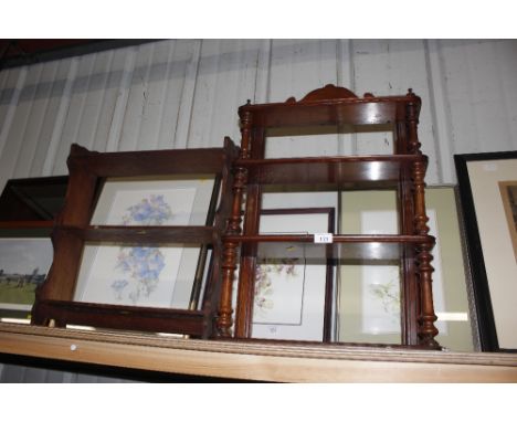 A Victorian mahogany wall shelf and an oak open wall shelf 